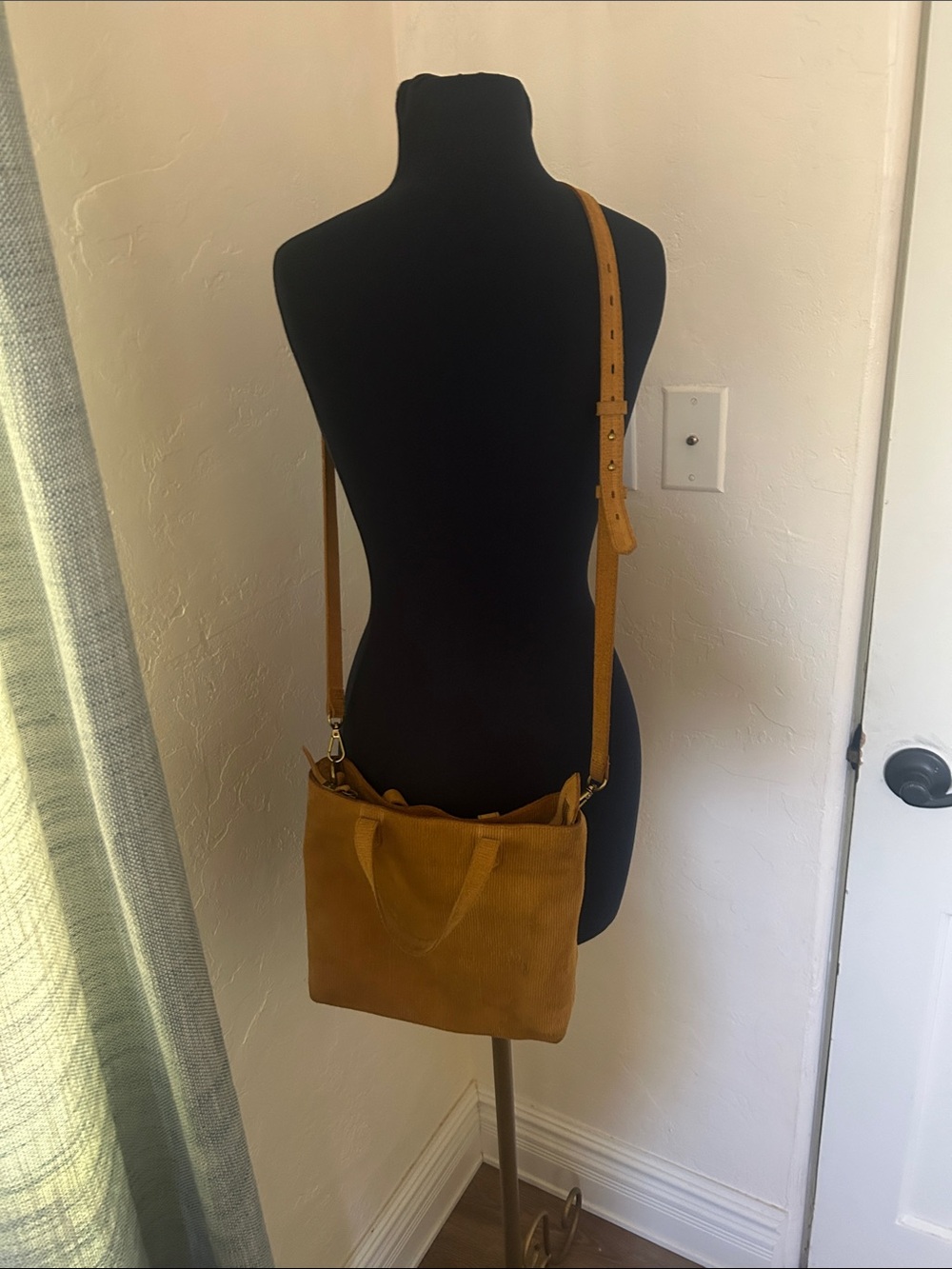 Women’s Mustard Suede Crossbody Tote